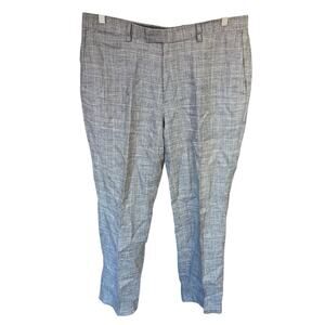 Banana Republic Gray Plaid 100% Linen Slim Fit Mens Dress Pants 34x30 Preppy